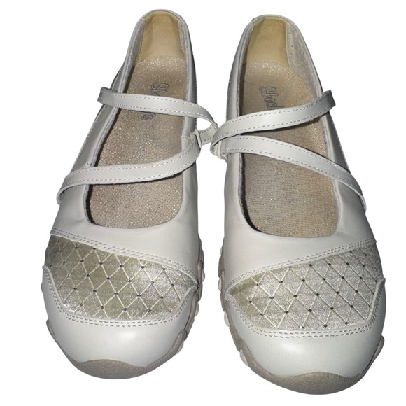 Skechers Shoes - Skechers Womens 7.5 Mary Jane Cream Gold Patent Leather Comfort Flats
